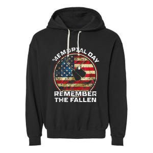 Remember The Fallen Veteran Military Happy Memorial Day Garment-Dyed Fleece Hoodie