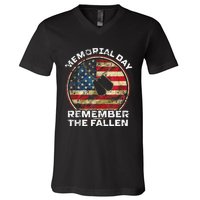 Remember The Fallen Veteran Military Happy Memorial Day V-Neck T-Shirt