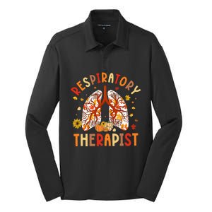 Respiratory Therapist Fall Lung Thanksgiving Pulmonologist Silk Touch Performance Long Sleeve Polo