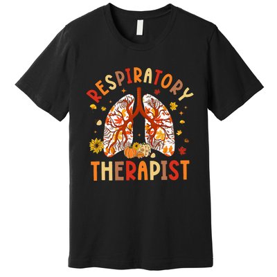 Respiratory Therapist Fall Lung Thanksgiving Pulmonologist Premium T-Shirt