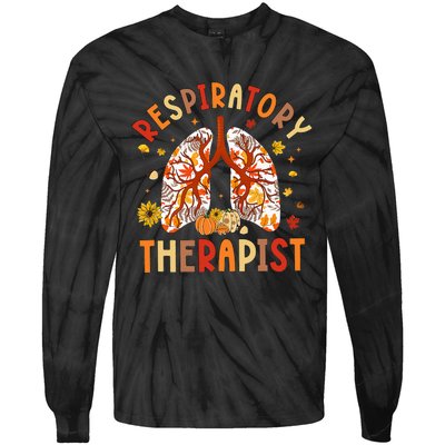 Respiratory Therapist Fall Lung Thanksgiving Pulmonologist Tie-Dye Long Sleeve Shirt