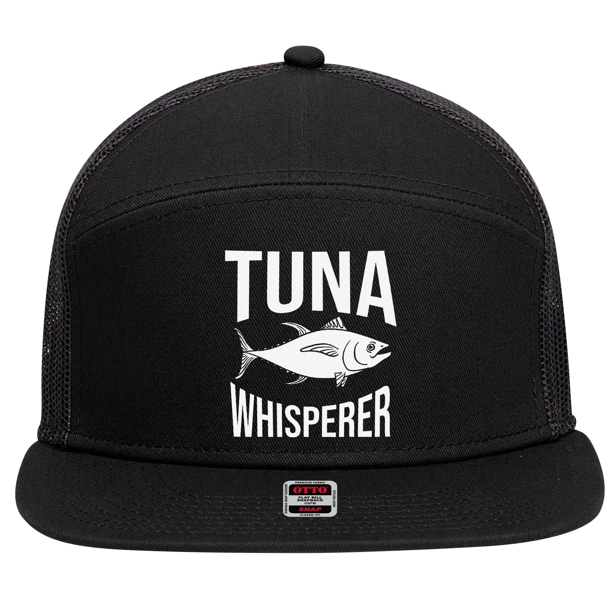Red Tuna Fishing Bluefin Tuna Fish 7 Panel Mesh Trucker Snapback Hat