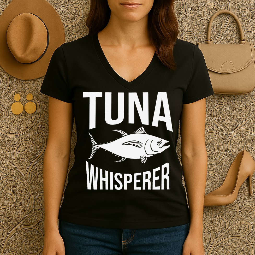 Red Tuna Fishing Bluefin Tuna Fish Women's V-Neck T-Shirt