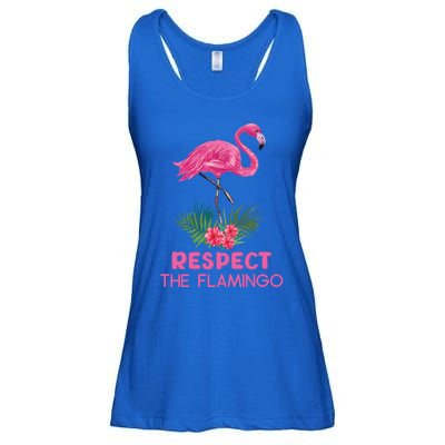 Respect The Flamingo Watercolor Pink Flamingo Saying Funny Gift Ladies Essential Flowy Tank