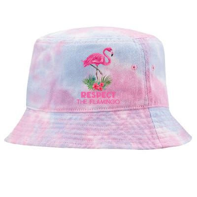 Respect The Flamingo Watercolor Pink Flamingo Saying Funny Gift Tie-Dyed Bucket Hat