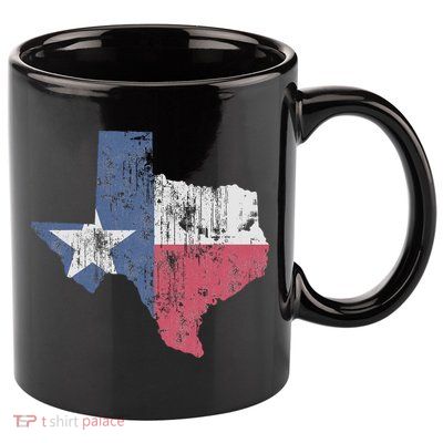 Retro Texas Flag Map 11oz C Handle Ceramic Mug