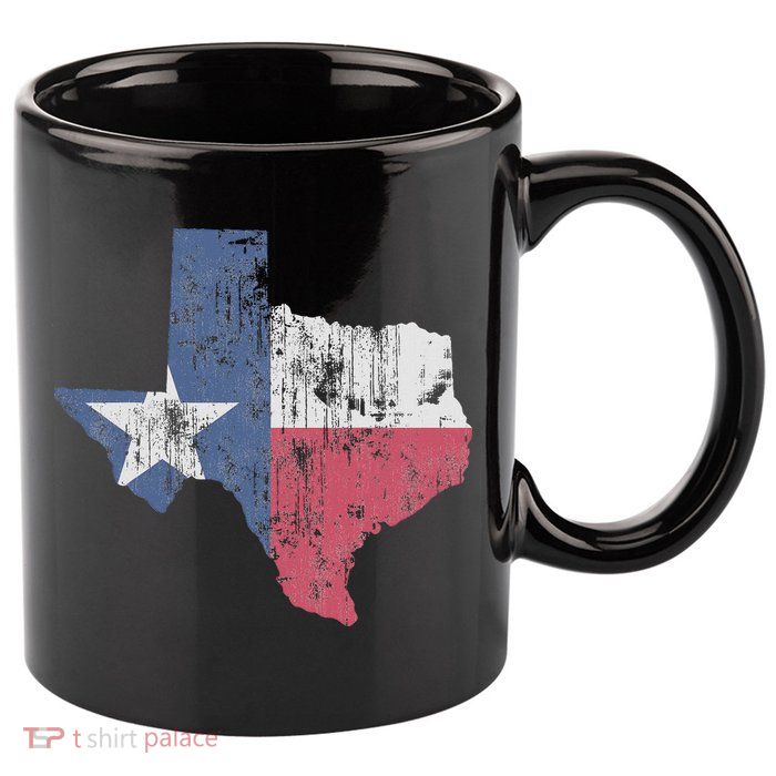 Retro Texas Flag Map 11oz C Handle Ceramic Mug