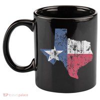Retro Texas Flag Map 11oz C Handle Ceramic Mug