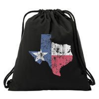 Retro Texas Flag Map Drawstring Bag