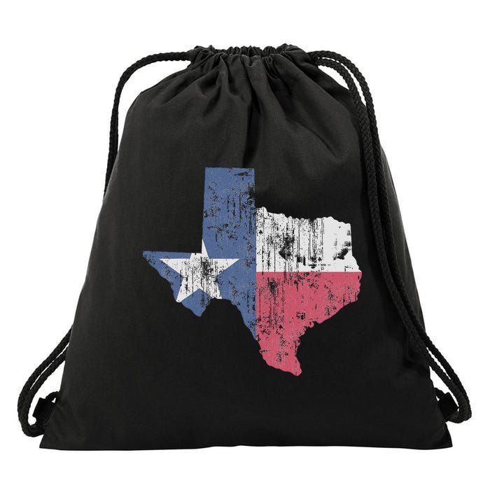 Retro Texas Flag Map Drawstring Bag