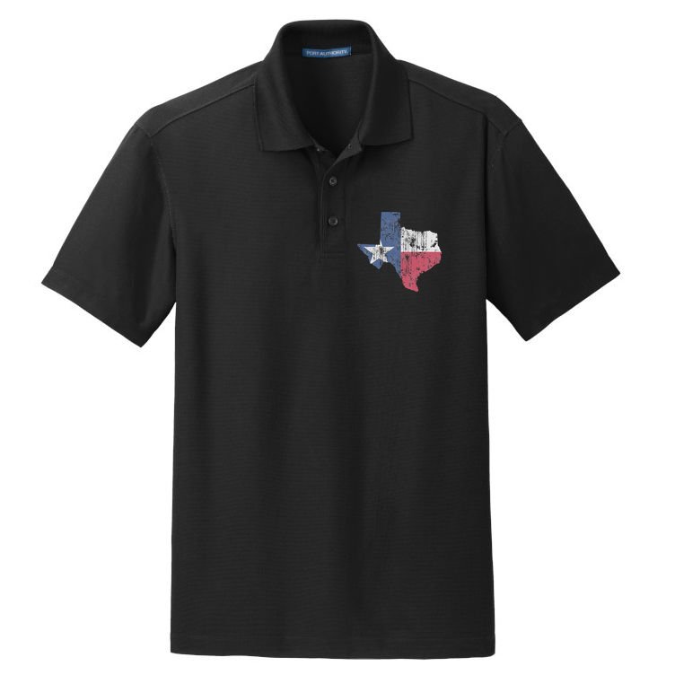 Retro Texas Flag Map Dry Zone Grid Polo
