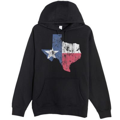 Retro Texas Flag Map Premium Pullover Hoodie