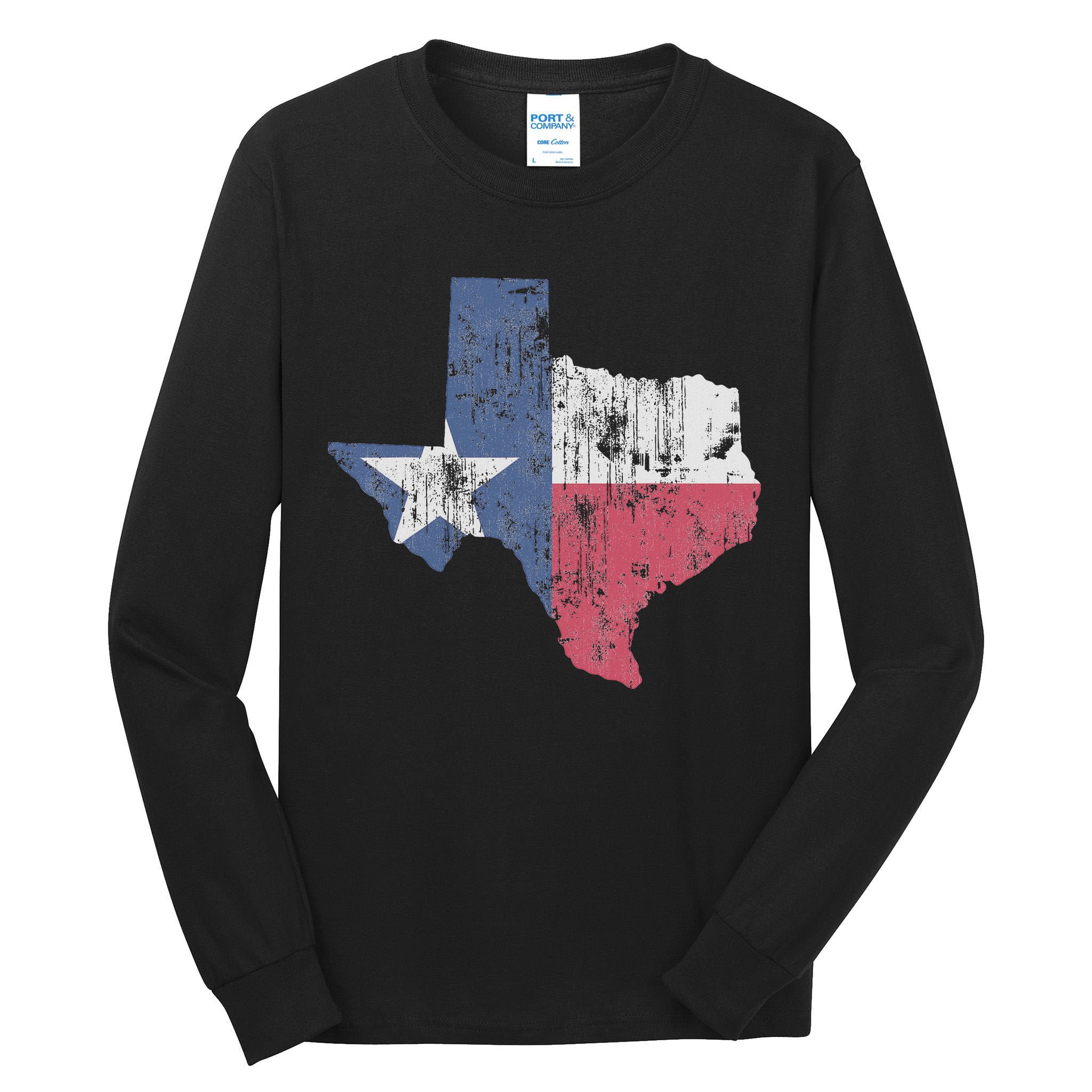 Retro Texas Flag Map Tall Long Sleeve T-Shirt
