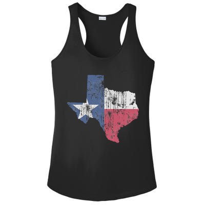 Retro Texas Flag Map Ladies PosiCharge Competitor Racerback Tank