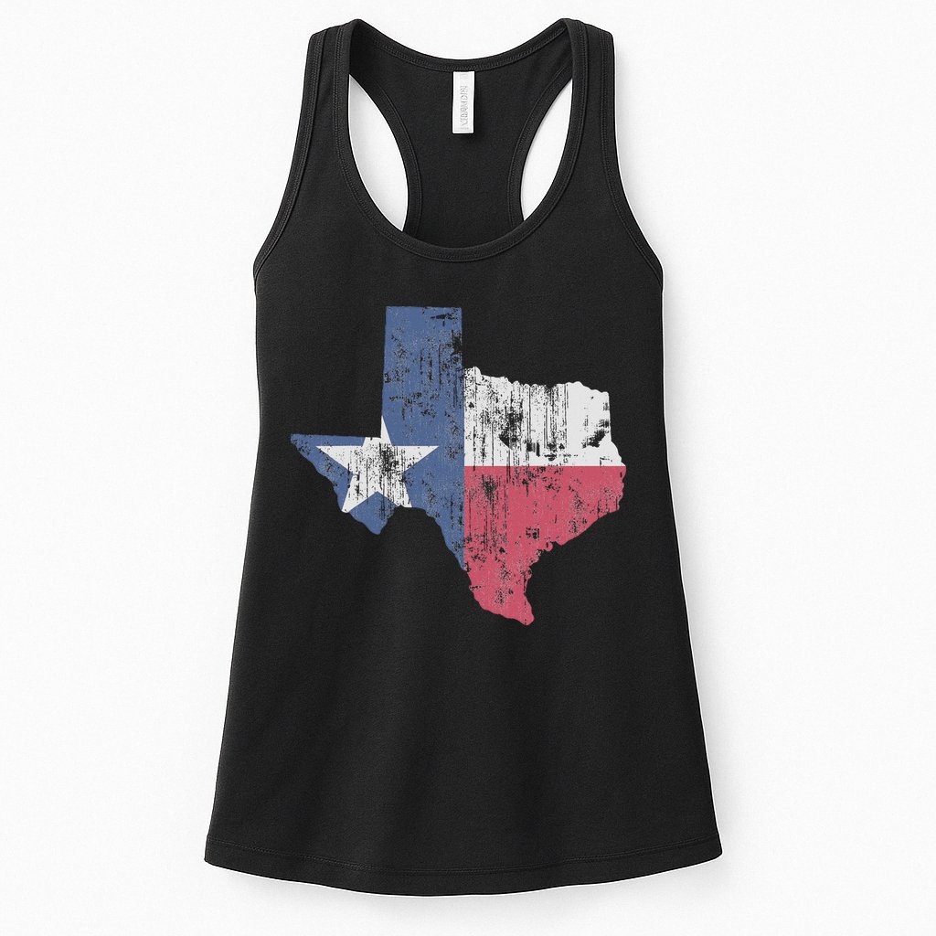 Retro Texas Flag Map Womens Tank Top