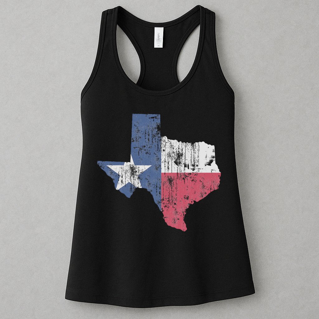 Retro Texas Flag Map Womens Tank Top