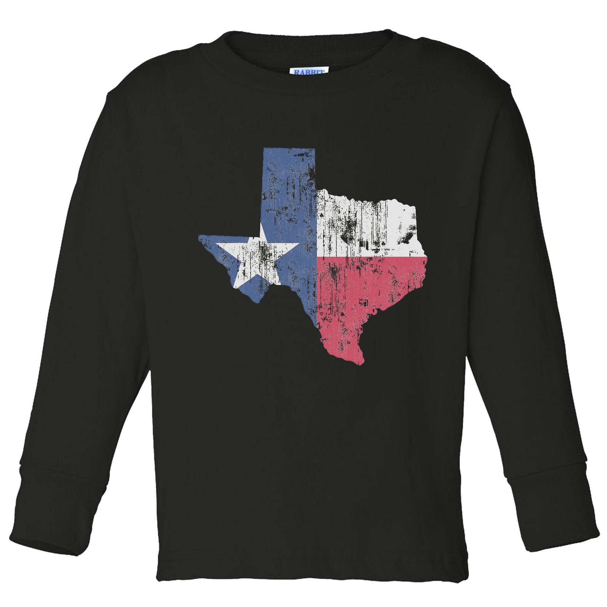Retro Texas Flag Map Toddler Long Sleeve Shirt