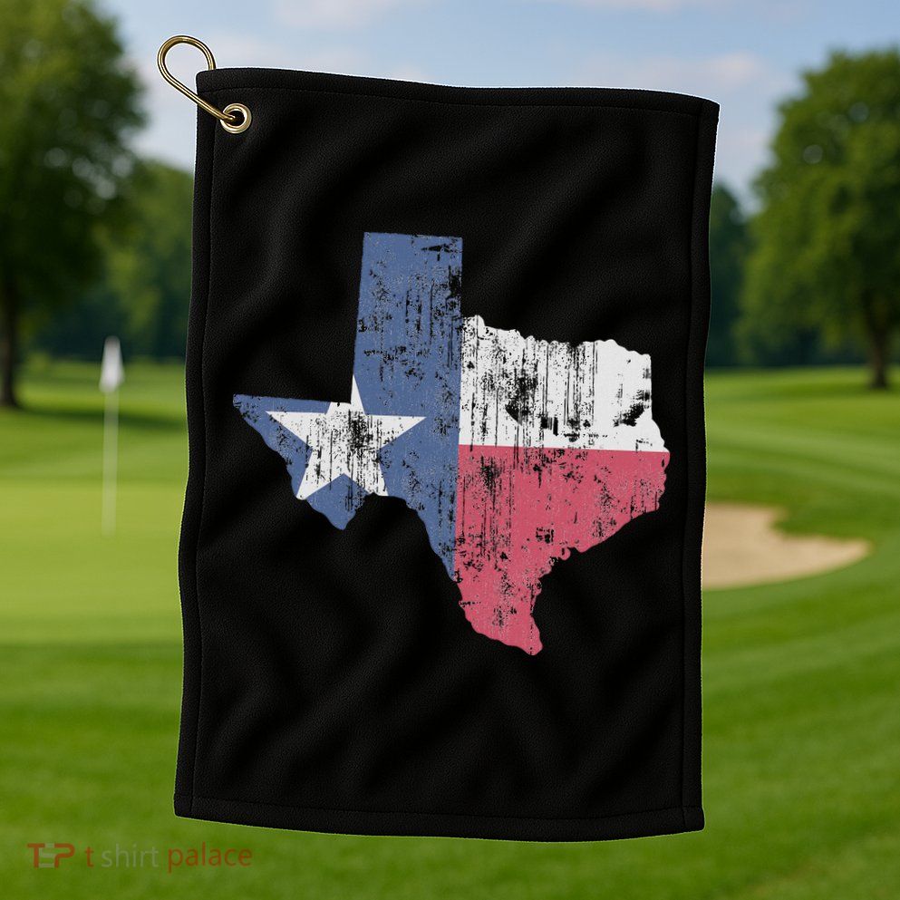 Retro Texas Flag Map Golf Towel