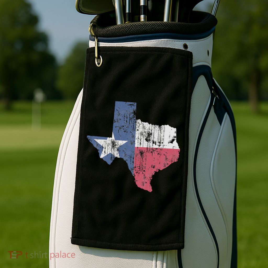 Retro Texas Flag Map Golf Towel