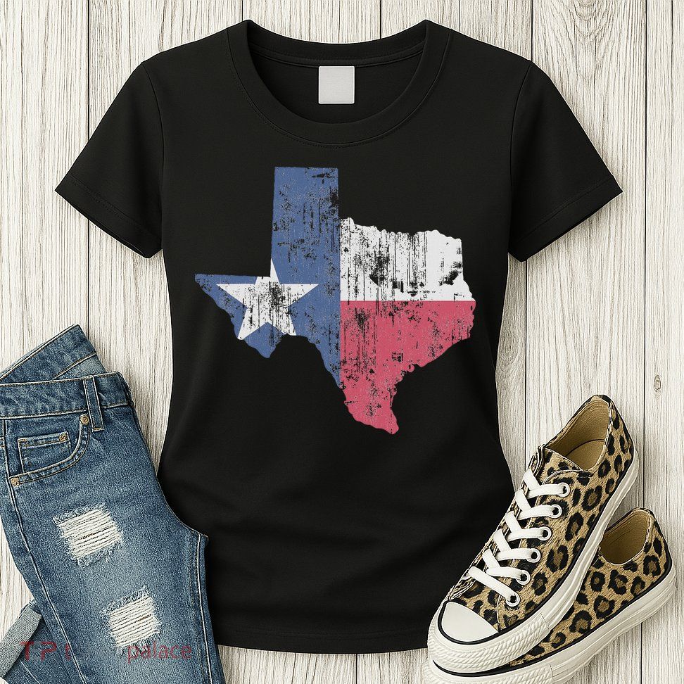 Retro Texas Flag Map Womens T-Shirt