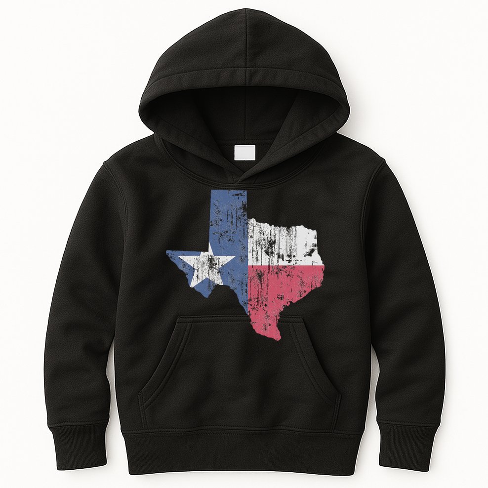 Retro Texas Flag Map Kids Hoodie