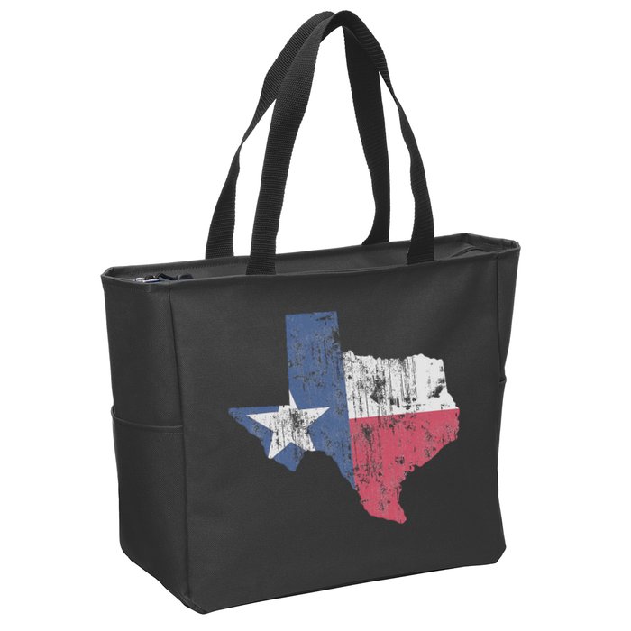 Retro Texas Flag Map Zip Tote Bag