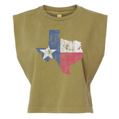 Retro Texas Flag Map Garment-Dyed Women's Muscle Tee