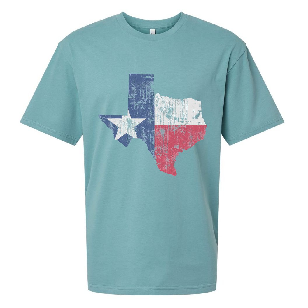 Retro Texas Flag Map Sueded Cloud Jersey T-Shirt