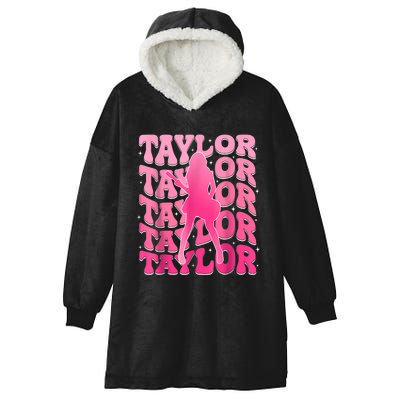 Retro Taylor First Name Personalized 80s Hooded Wearable Blanket