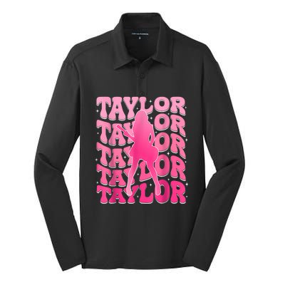 Retro Taylor First Name Personalized 80s Silk Touch Performance Long Sleeve Polo