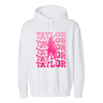 Retro Taylor First Name Personalized 80s Garment-Dyed Fleece Hoodie