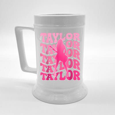 Retro Taylor First Name Personalized 80s Beer Stein