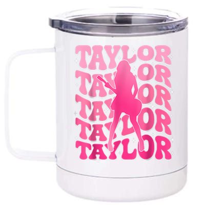 Retro Taylor First Name Personalized 80s 12 oz Stainless Steel Tumbler Cup