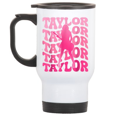 Retro Taylor First Name Personalized 80s Stainless Steel Travel Mug