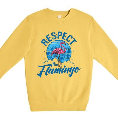 Respect The Flamingo, Funny Animal Premium Crewneck Sweatshirt