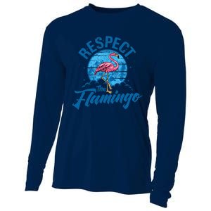 Respect The Flamingo, Funny Animal Cooling Performance Long Sleeve Crew