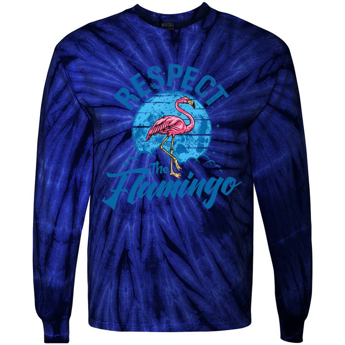 Respect The Flamingo, Funny Animal Tie-Dye Long Sleeve Shirt