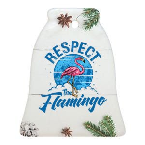 Respect The Flamingo, Funny Animal Ceramic Bell Ornament