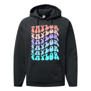 Retro TAYLOR First Name Birthday Performance Fleece Hoodie