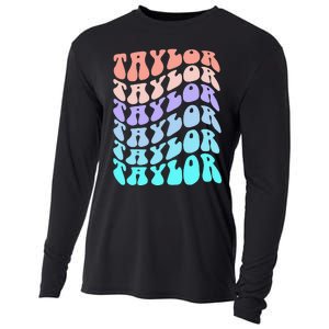 Retro TAYLOR First Name Birthday Cooling Performance Long Sleeve Crew