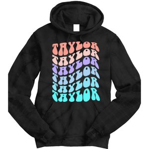 Retro TAYLOR First Name Birthday Tie Dye Hoodie