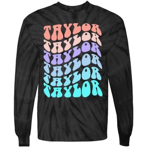 Retro TAYLOR First Name Birthday Tie-Dye Long Sleeve Shirt