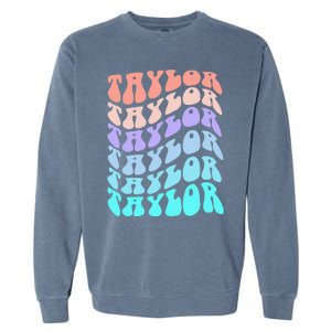 Retro TAYLOR First Name Birthday Garment-Dyed Sweatshirt