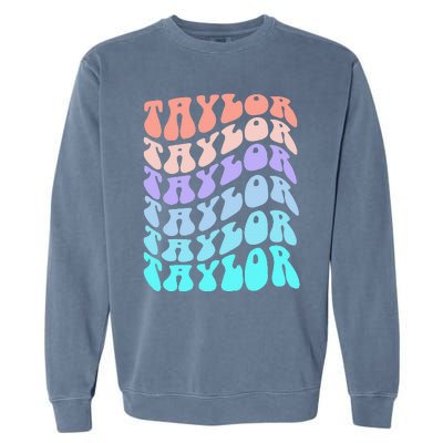 Retro TAYLOR First Name Birthday Garment-Dyed Sweatshirt