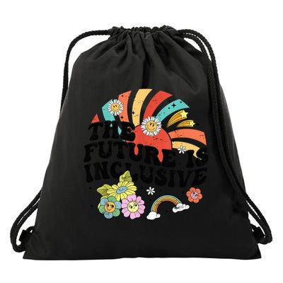 Retro The Future Is Inclusive Autism Special Education Drawstring Bag