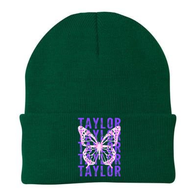 Retro Taylor First Name Personalized Groovy Knit Cap Winter Beanie