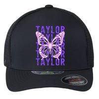 Retro Taylor First Name Personalized Groovy Flexfit Unipanel Trucker Cap