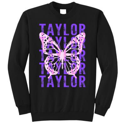 Retro Taylor First Name Personalized Groovy Tall Sweatshirt