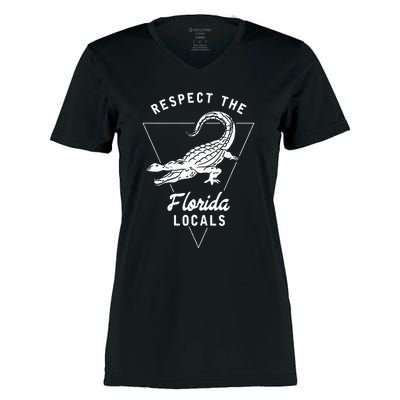 Respect The Florida Locals Alligator Funny Gator Women's Momentum V-Neck T-Shirt