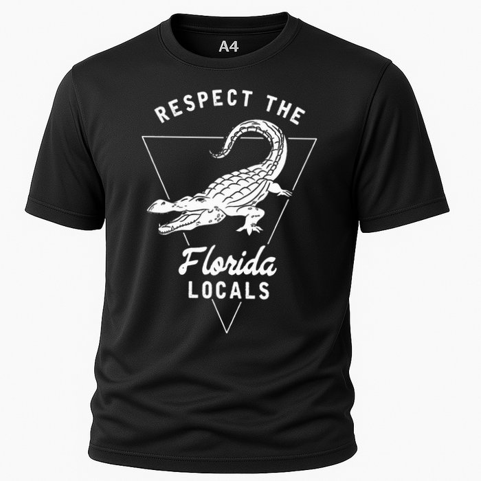 Respect The Florida Locals Alligator Funny Gator Cooling Performance Crew T-Shirt